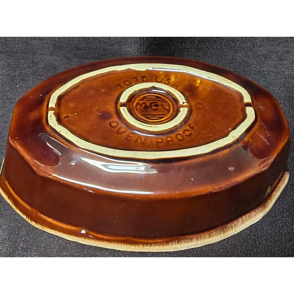 McCoy Pottery Oven Proof Brown Drip Oval Appetizer Veggie Serving Bowl 7071 USA
